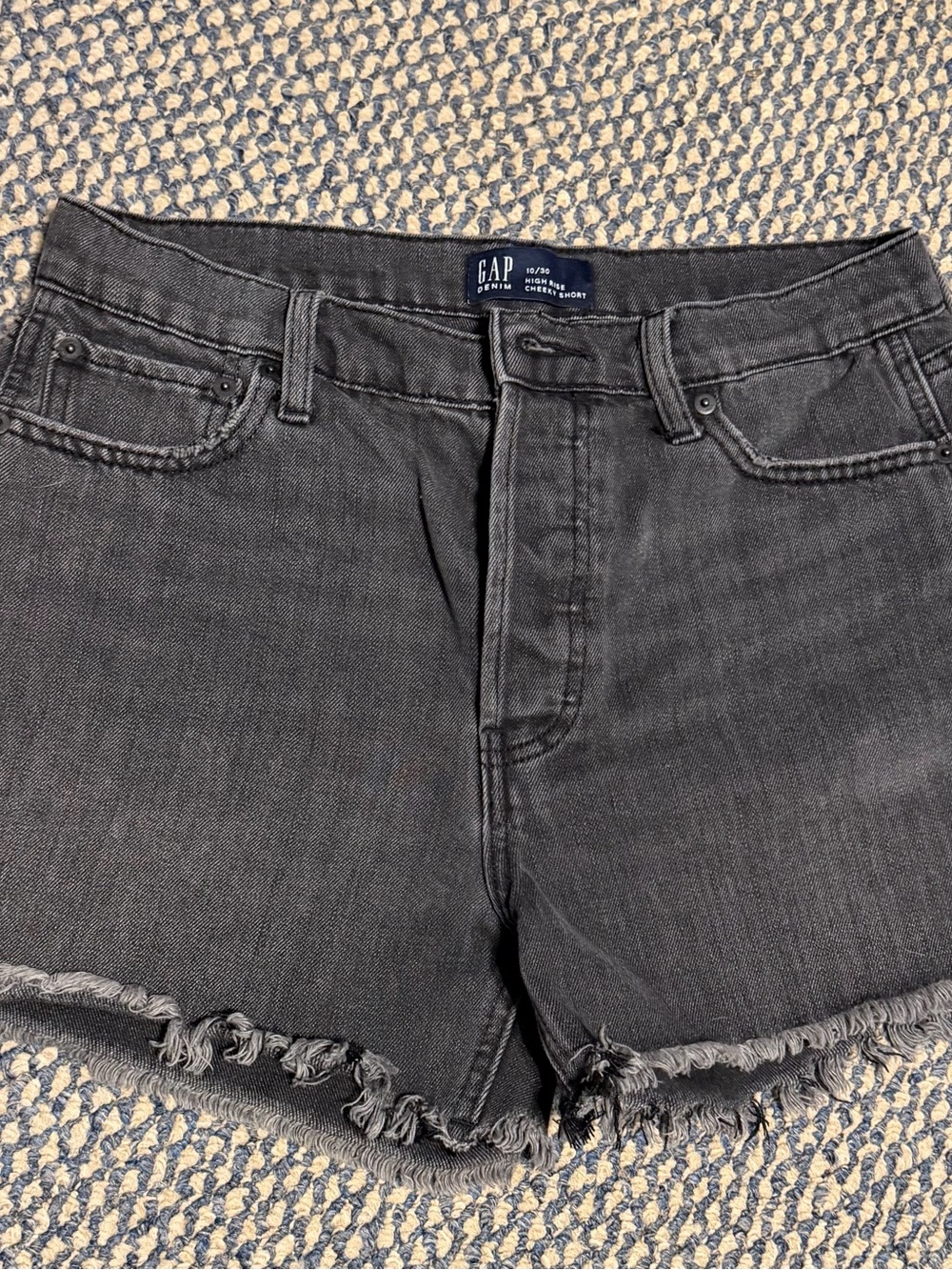 GAP Women's Black Frayed Hem Denim Shorts